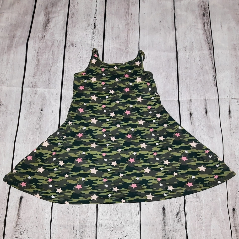Girls Size M Green Camo Strappy Dress